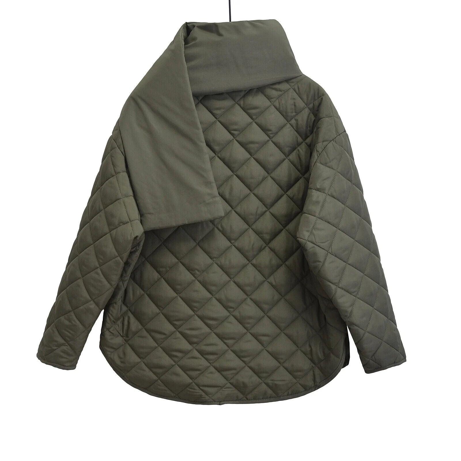 Women's Padded Jacket Twist Collared Wide Waisted Argyle Diamond Pocketed Coat 57_0235903e-daf5-4f65-ac57-384b559cf4eb STYLEINGER