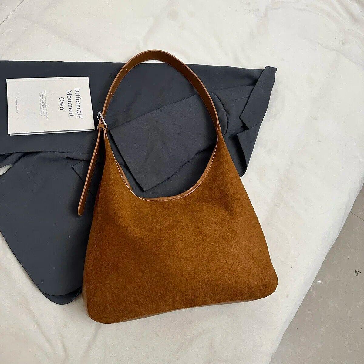 Large Faux Suede Soft Handbags Women's Adjustable Shoulder Strap Snap Handbags Brown 57_0277df5f-10a7-47f8-845c-f2eac9a17412 STYLEINGER