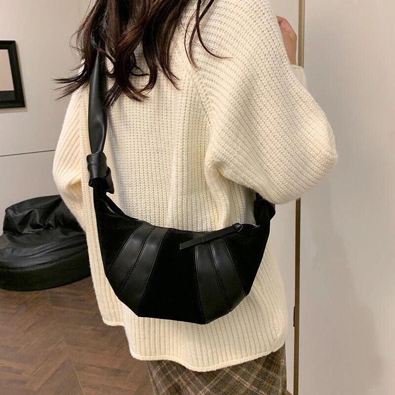 Large Nubuck Leather Patch Crescent Shoulder Bag Zipper Women's Soft Purses 57_03745245-b7a0-431c-9cec-b42bb06f82a9 STYLEINGER