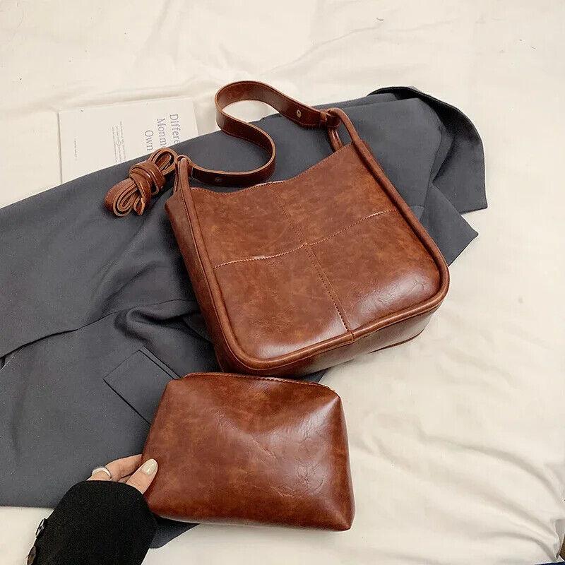 Shoulder Bucket Bags Leather Women's Large 2 in 1 Snap Plaid Stitch Handbags Brown 57_054178d4-d99f-4a66-a399-670e2215870f STYLEINGER