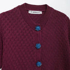 Single Breasted Knitted Sweater V-Neck Short Sleeve Blue Jewel Buttons 57_0660a33e-129e-45b9-90b4-1613cd94b3fc STYLEINGER