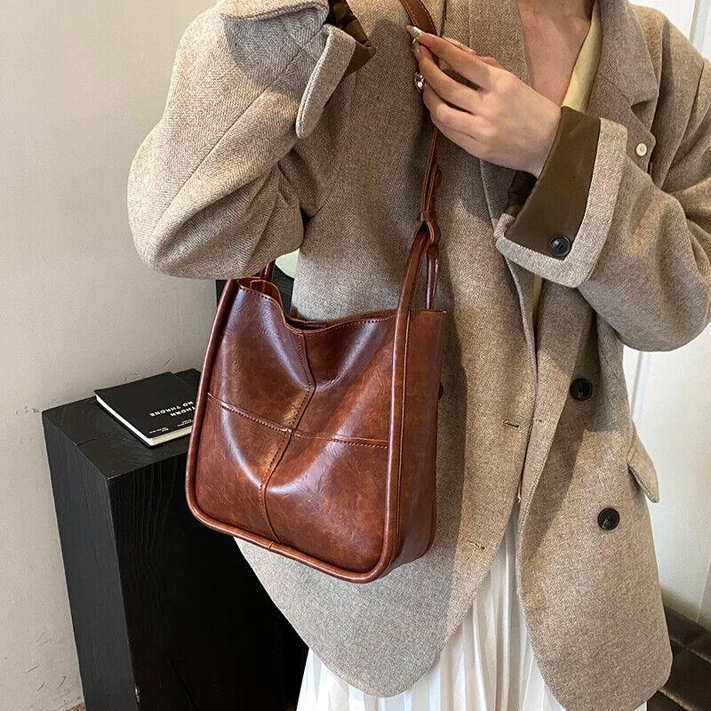 Shoulder Bucket Bags Leather Women's Large 2 in 1 Snap Plaid Stitch Handbags 57_0711b70c-8571-4cc0-acc1-aabb5ac76e00 STYLEINGER