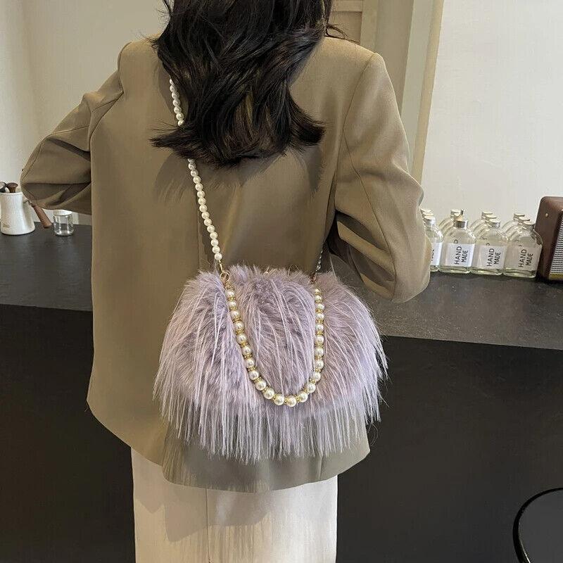 Faux Fur Crossbody Women's Small Kiss Lock Clutch Pearl Strap Tassel Purses 57_0fdaf4c0-671c-4925-8947-db1e08973470 STYLEINGER