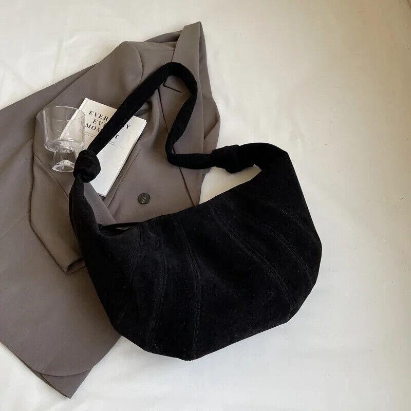 Hobo Bags Soft Leather Splicing Crescent Zipper Women's Small Large Handbags Black Large 57_11c5169f-d924-4daa-a1b8-9ce158854467 STYLEINGER