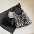 Hobo Bags Nubuck Velvet Leopard Leather Women's Snap Large Handbags Black 57_12399388-a321-45b9-b1f2-0af0bd7c9672 STYLEINGER