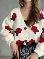 Flower Cardigan Women Knit Single Breasted V Neck Long Sleeve Knitwear 57_14f0eabe-644d-4c35-8a33-a1086ec3f830 STYLEINGER