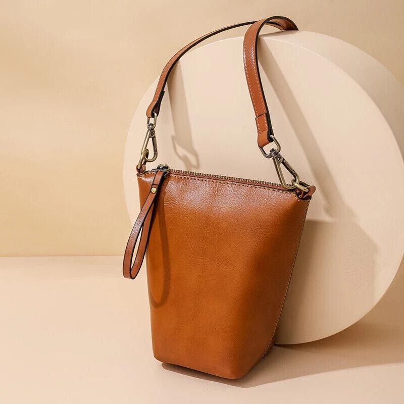 Genuine Leather Women‘s Handbags Mini Bucket Bags Zipper Solid Crossbody Purses 57_17535a1f-fcf2-4e2d-94a9-054752768c1f STYLEINGER