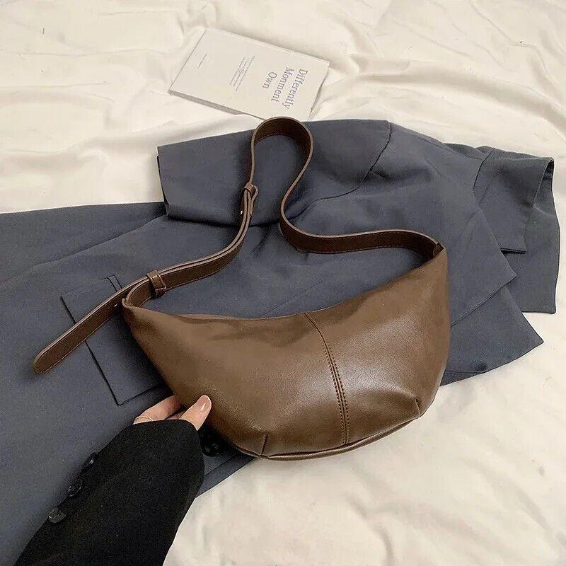 Large Leather Crescent Bags Women Zipper Adjustable Strap Purses Brown 57_1bf71d2c-7cc8-421d-aed9-2c0b987bdc2f STYLEINGER