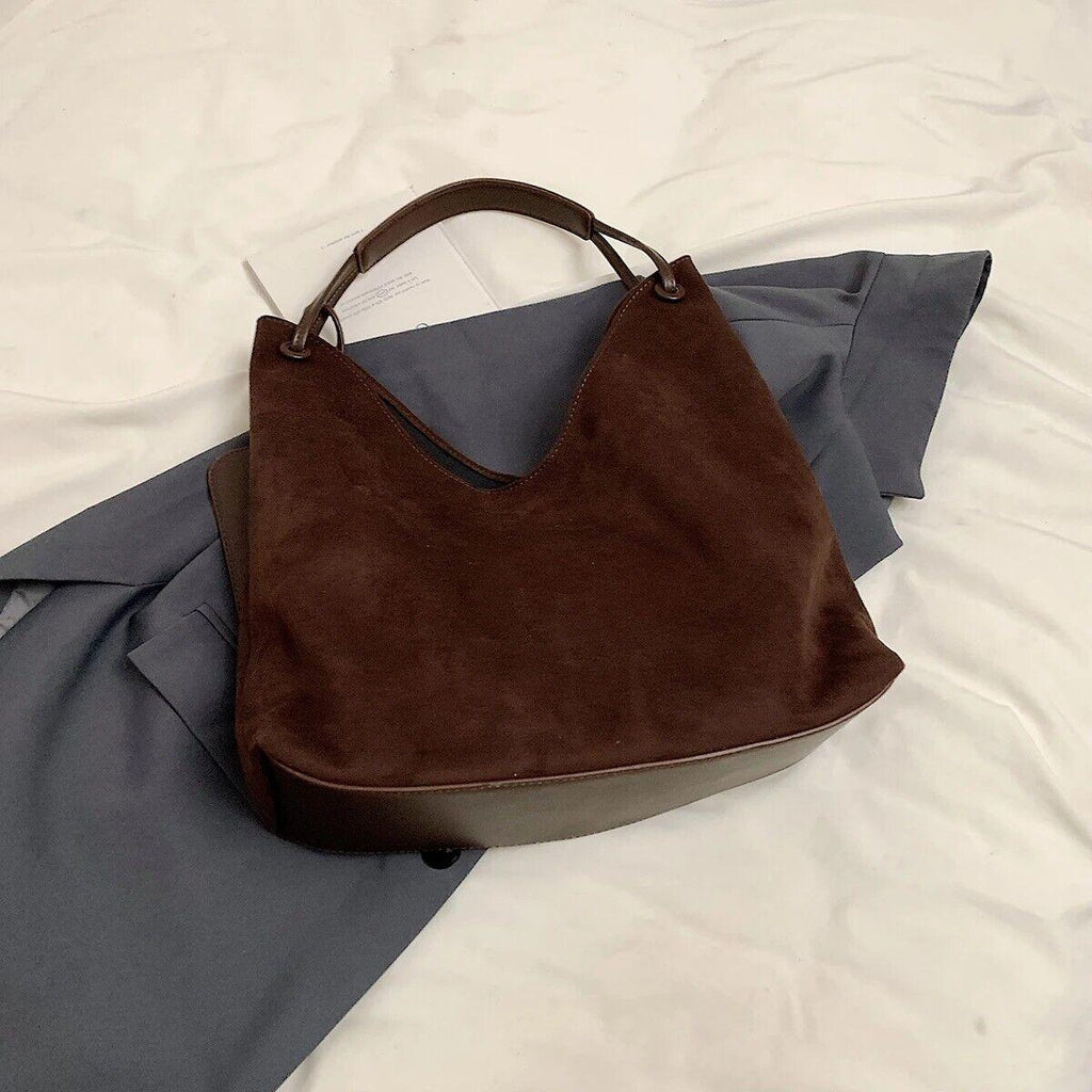 Large Nubuck Leather Hobo Bags Women Snap Soft Handbags with Mini Wallet