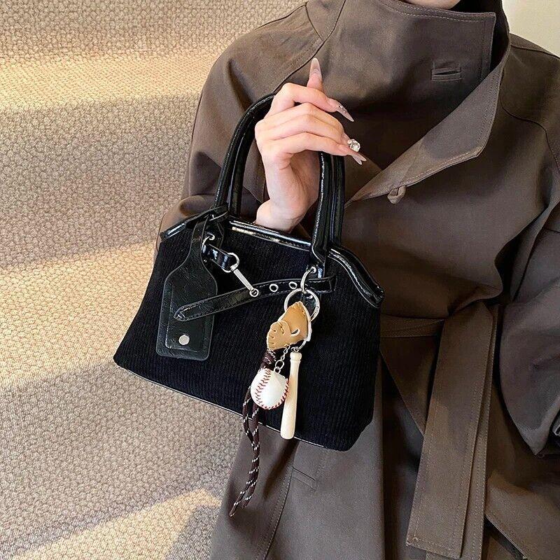 Tote Bags Small Small Corduroy Leather Patchwork With Rope Tassel Accessories