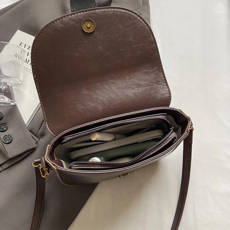 Small Crossbody Bags Flap Saddle Pu Leather Women's Crescent Shoulder Bags