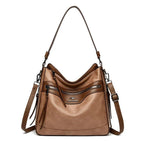Women's Large Handbag Soft Leather Zipper Pockets Bucket Bags Purses Khaki 57_24c15e2f-d8df-43c7-ac4e-583255ae57bd STYLEINGER