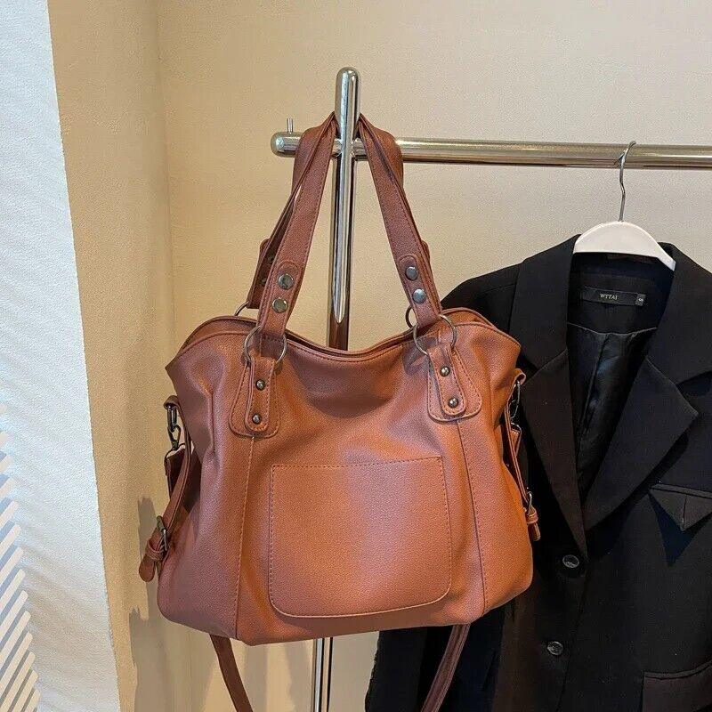 Large Leather Handbags Women Zipper Soft Double Handles Outer Pocket Crossbody Brown 57_24f9c897-76ac-40ef-912c-27b8ae98440f STYLEINGER