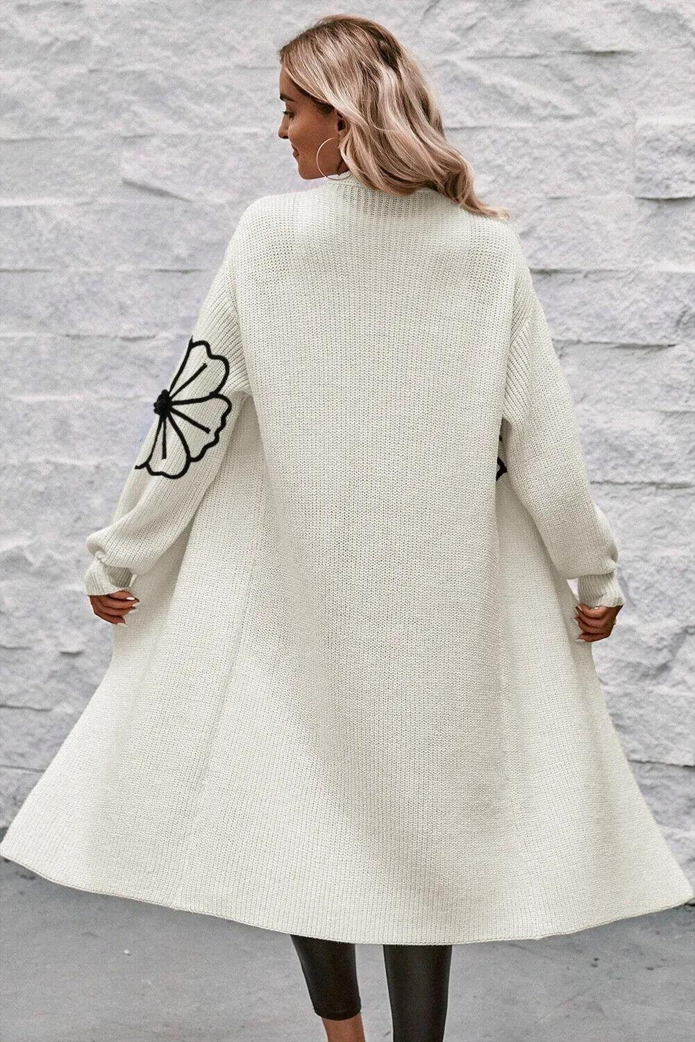 Cardigan Flower Embroidery Ivory Open Front Long Sleeve Longline Soft Knitwear 57_2d8dda4e-b000-4ba9-ab55-7bc0ead50e73 STYLEINGER
