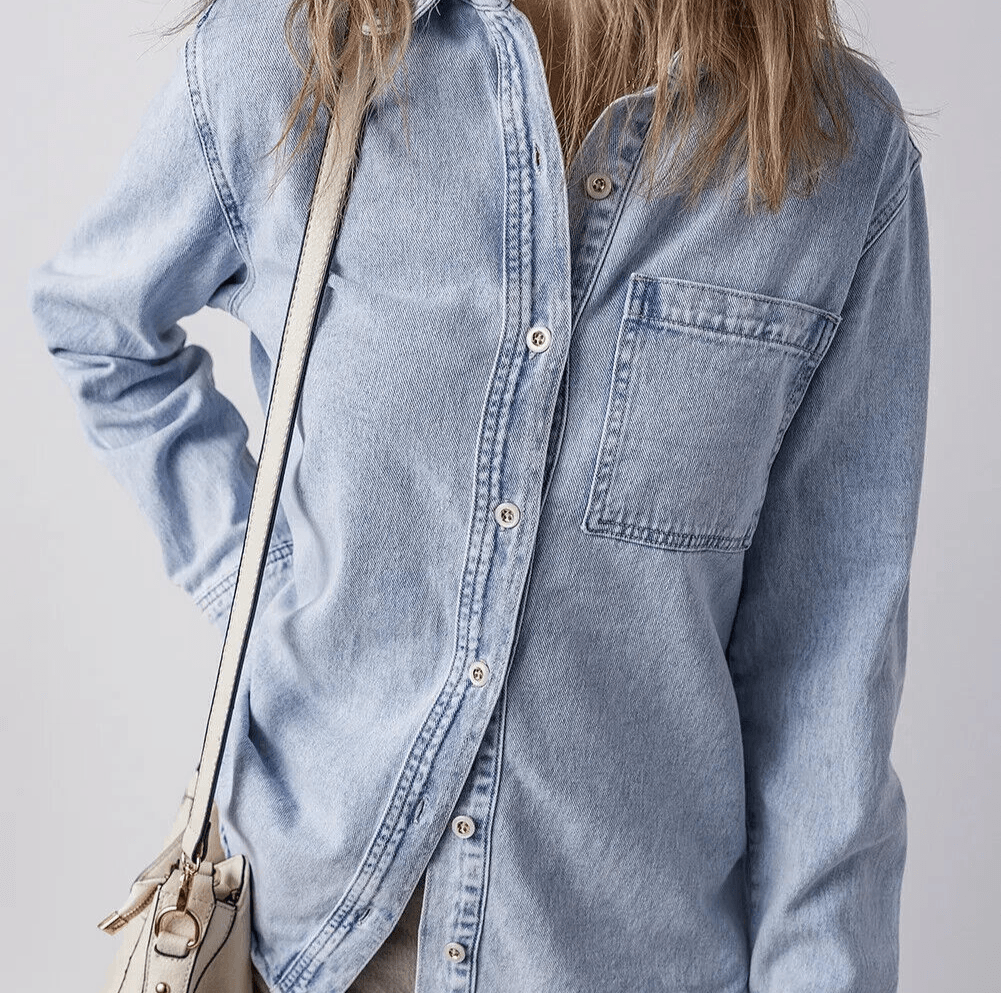 Denim Top Women Pocketed Collared Neck Cotton Long Sleeve Casual Shirt 57_2e56c377-02c8-4074-8162-b8b14ea92c43 STYLEINGER
