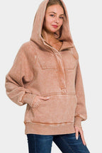 Zenana Hoodie Rusty Pink Kangaroo Pocketed Hooded Cotton Long Sleeve Sweatshirt 57_2fefe208-180b-45b2-b806-dab02d89f13b Trendsi