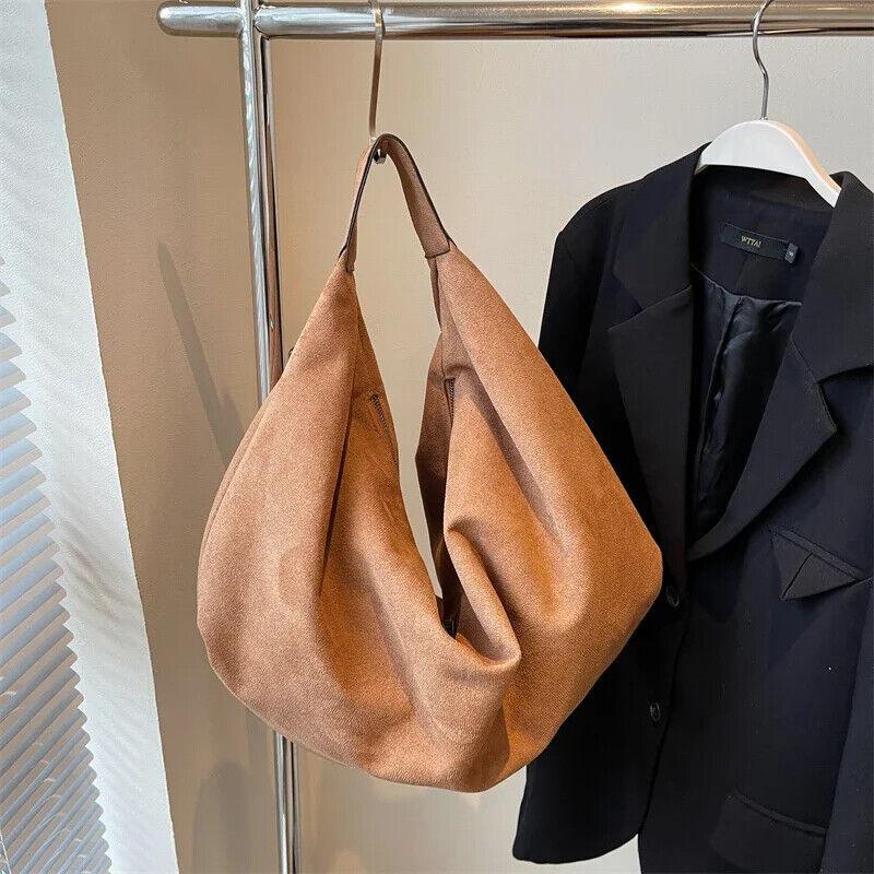 Nubuck Leather Hobo Bags Women's Zipper Folding Short Handle Handbags Purses Caramel 57_318271b7-02bb-4b67-87e3-12922040bfce STYLEINGER