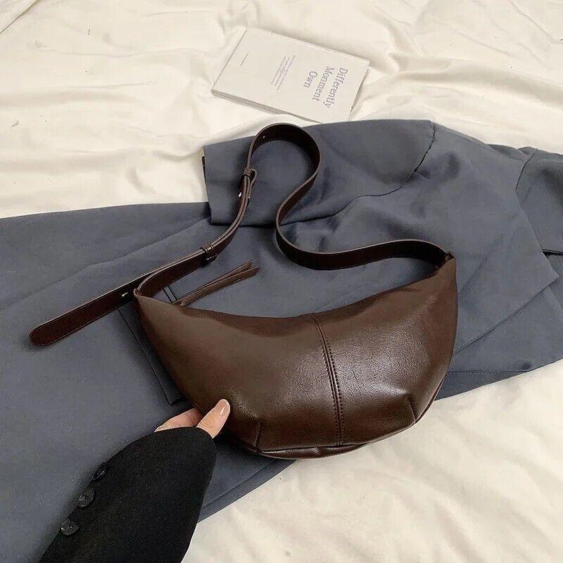 Large Leather Crescent Bags Women Zipper Adjustable Strap Purses Dark Brown 57_31fc7700-9369-44da-b27c-4aa171195e45 STYLEINGER