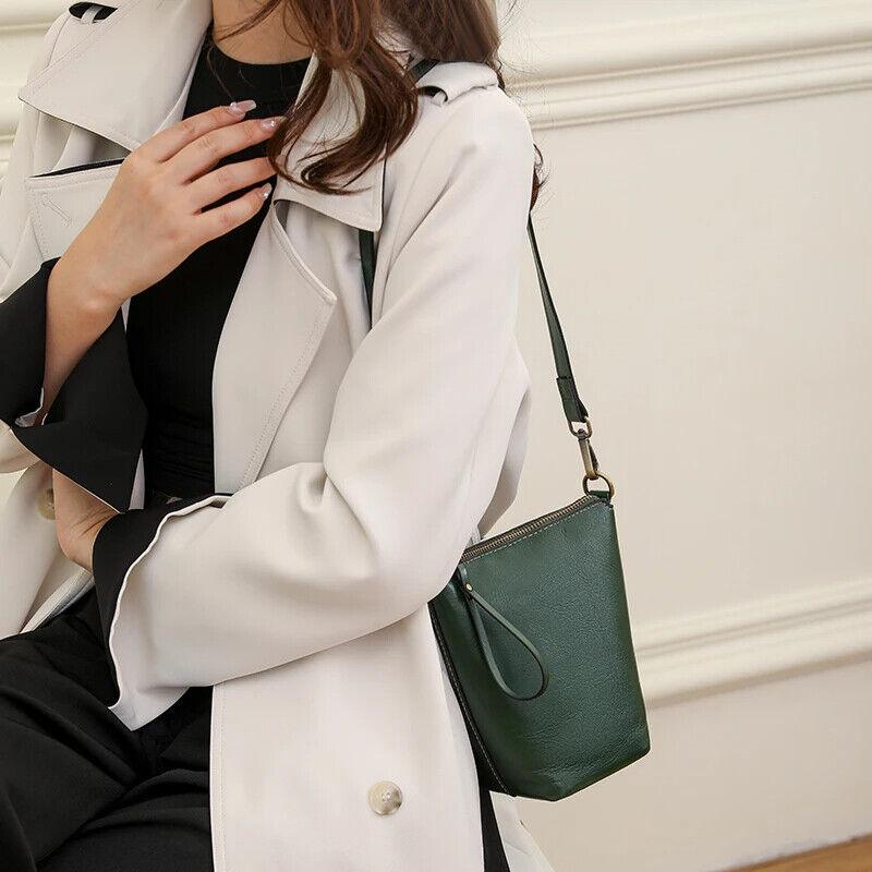 Genuine Leather Women‘s Handbags Mini Bucket Bags Zipper Solid Crossbody Purses 57_32a34bfa-ba68-49c8-b2ed-bb96802723dd STYLEINGER