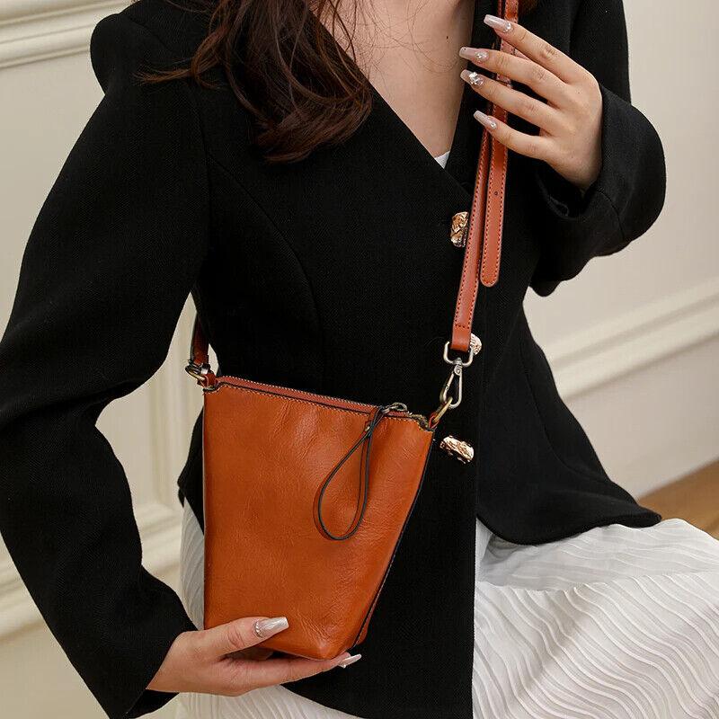 Genuine Leather Women‘s Handbags Mini Bucket Bags Zipper Solid Crossbody Purses 57_334f4ee4-5697-4349-8e8c-e250c8c19d93 STYLEINGER