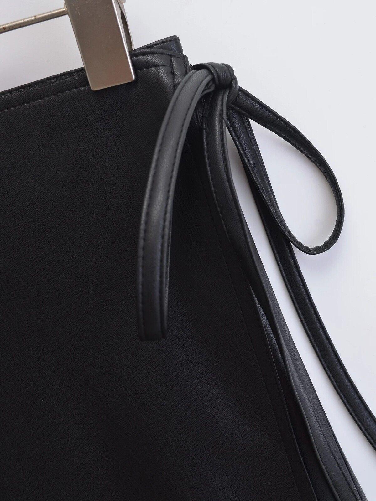 Midi Skirt Women's Faux Leather Lace-up Side A-Line High Waist Wrap Belt Tie 57_3a57e3b4-b0dc-41a8-b6b2-3d4554ade9a5 STYLEINGER