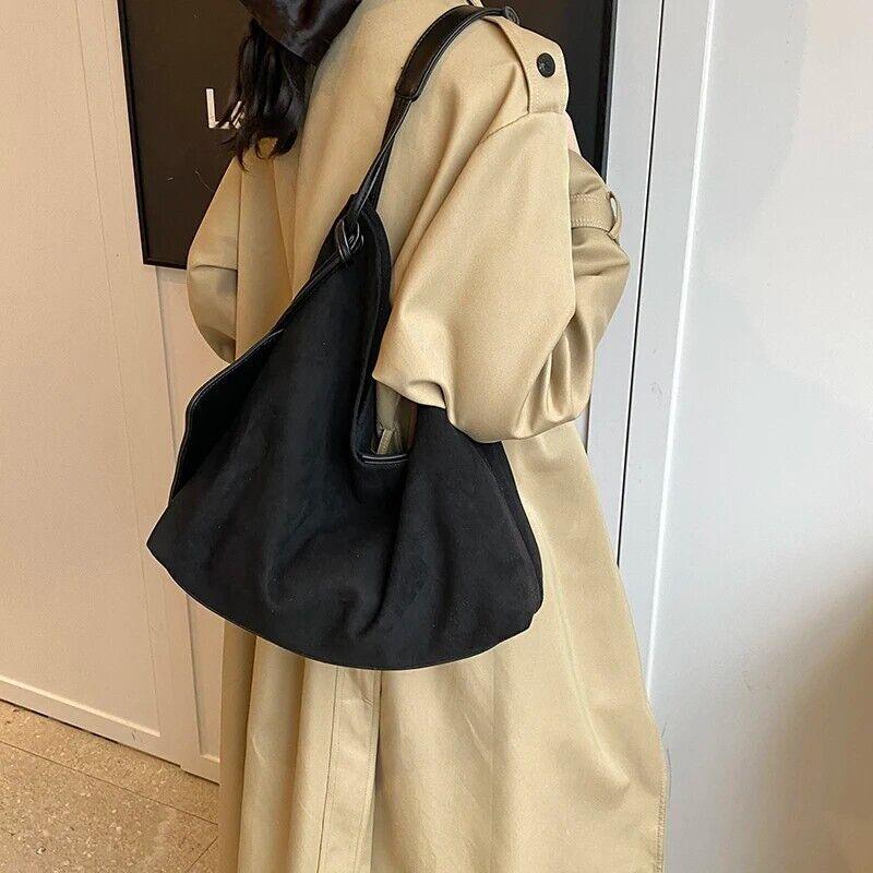 Large Nubuck Leather Hobo Bags Women Snap Soft Handbags with Mini Wallet