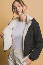 Love Tree Jacket Zip Up Cropped Black Hooded Women Sherpa Fur Lined Reversible 57_3e2a1bc4-b6c2-48d6-8720-04dbad8cbed2 Trendsi