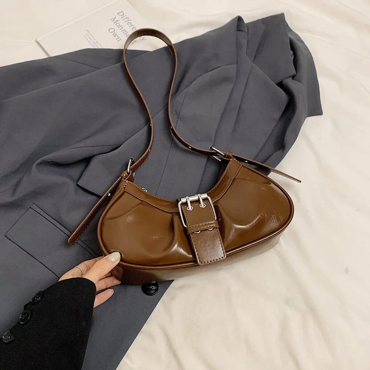 Leather Women Underarm Bag Zipper Belt Buckle Design Pleated Small Purses Brown 57_40fc2fbb-d719-4dcb-b4b6-2206abdae5c7 STYLEINGER