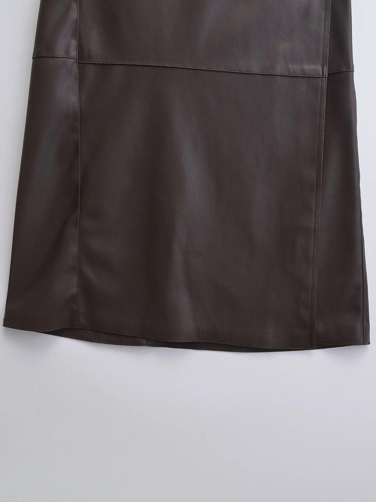 Midi Skirt Women's Faux Leather Lace-up Side A-Line High Waist Wrap Belt Tie 57_46174749-2b2c-4599-986a-2252ac6af49f STYLEINGER