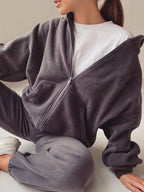 Joggers Set Women Soft Warm Zipper Hoodie and Pants Set with Pockets Activewear Dark Gray 57_4740e8bf-ee2d-4210-8659-cd6686147d4b STYLEINGER