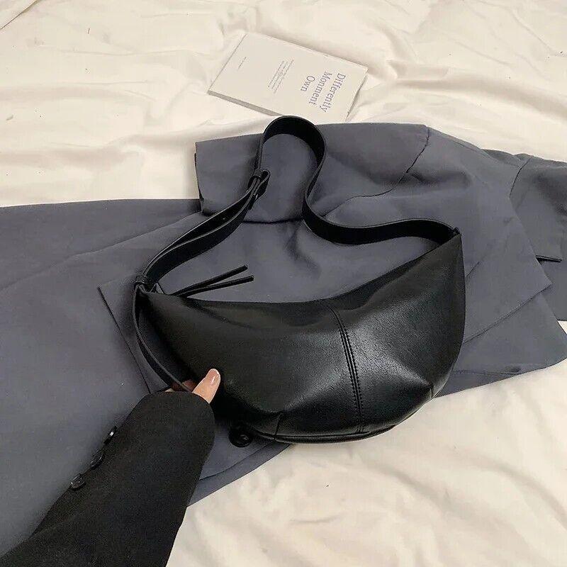 Large Leather Crescent Bags Women Zipper Adjustable Strap Purses Black 57_4a4cfc4c-7e10-42c2-b66d-0cfc2e753a1e STYLEINGER