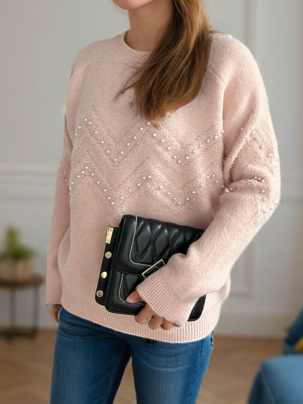 Women Pearl Beaded Sweater Geometric Pattern Round Neck Long Sleeve One Size 57_4e66a1d9-921f-401b-814e-beab2a2e47fa STYLEINGER