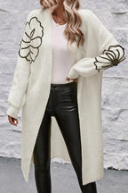Cardigan Flower Embroidery Ivory Open Front Long Sleeve Longline Soft Knitwear 57_4ea4d9bb-8243-4c89-8f60-5ef850363980 STYLEINGER