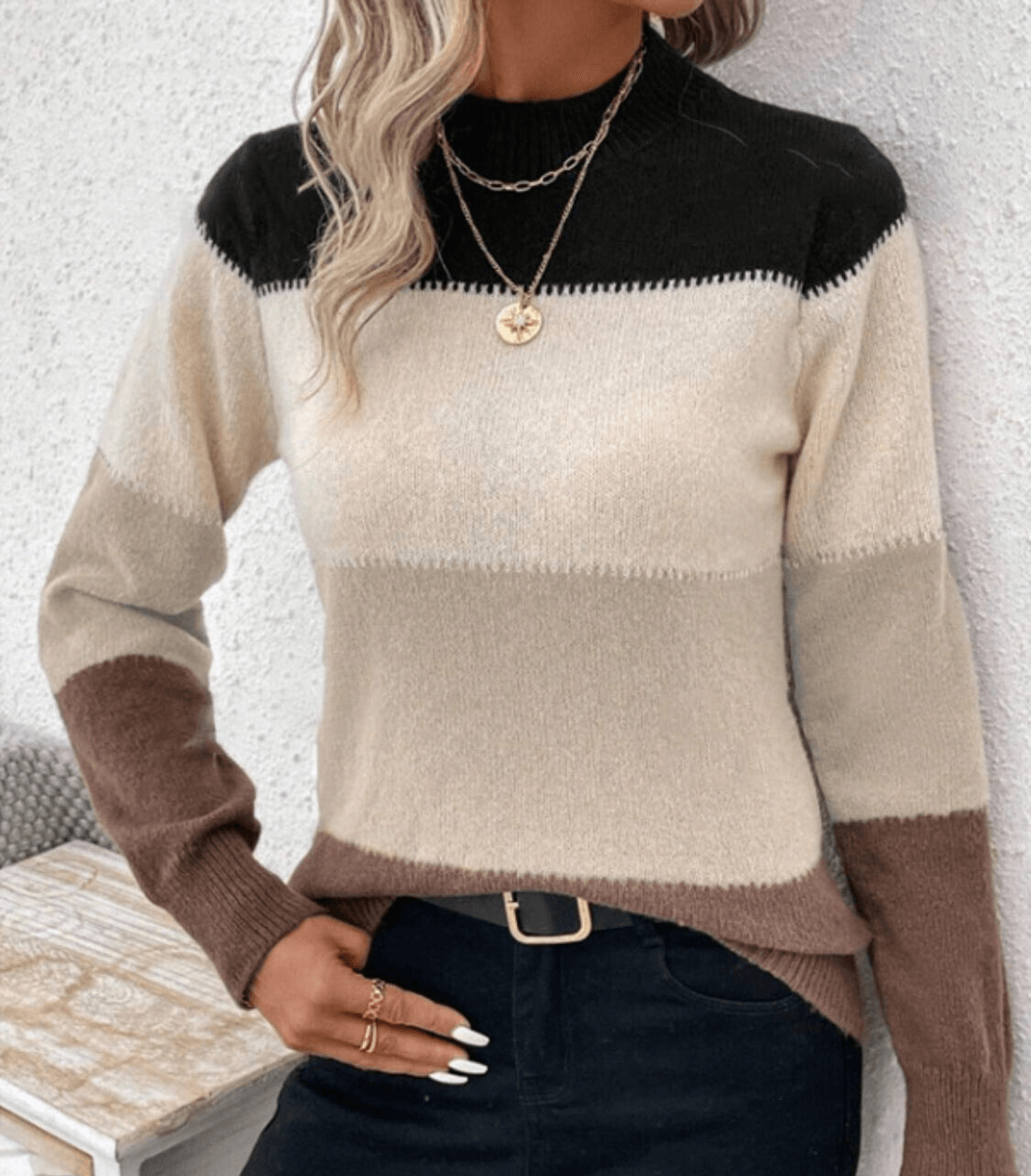 Striped Women Sweater Color Block Mock Neck Long Sleeve Soft Acrylic Pullover 57_509d2d4a-bc73-4bc3-ab76-0ff1d5adec4f STYLEINGER