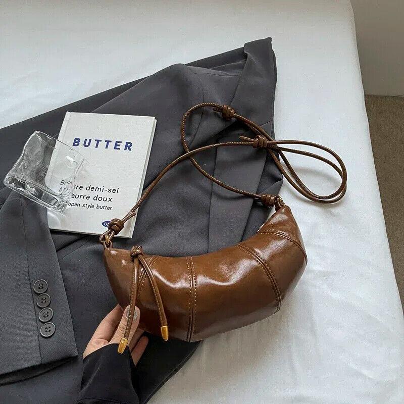 Small Hobo Bags Glazed Soft Leather Crescent Zipper Small Zip Women's Purses Brown 57_523db5ef-5c89-4311-88d2-3ef8f847ddeb STYLEINGER