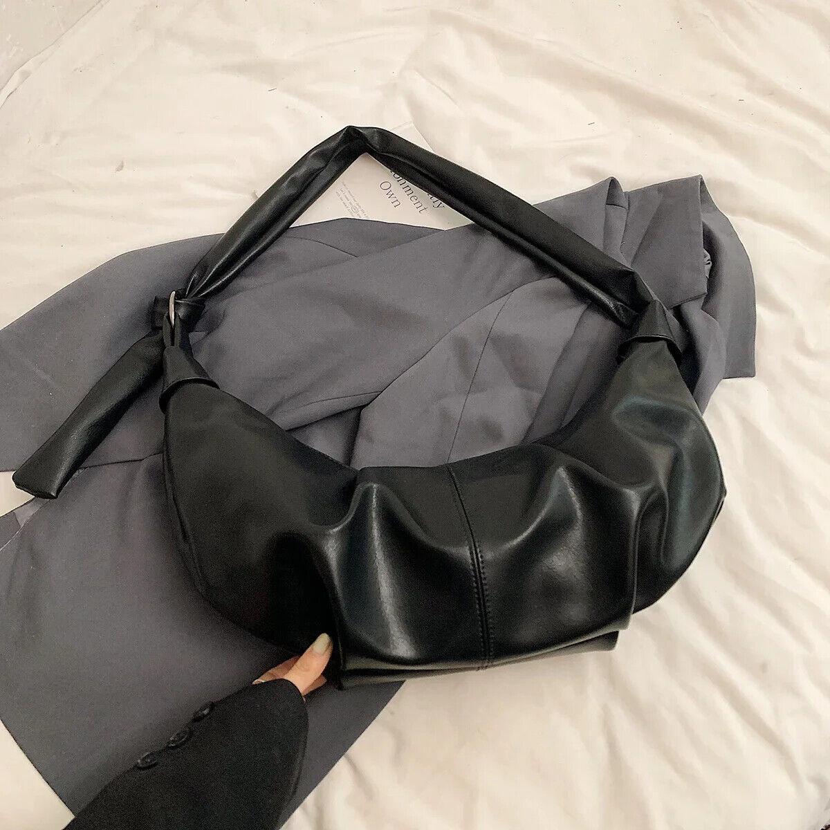 Large Hobo Bags Soft Leather Pleated Crescent Zipper Women's Crossbody Handbags Black 57_529136da-43fc-4a35-ad09-db73e9a720c2 STYLEINGER