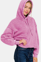 Zenana Mauve Cropped Hoodie Women Hooded Acid Wash Fleece Sweatshirt 57_55f9cb8b-5e77-49b6-aefb-1519963e9162 Trendsi