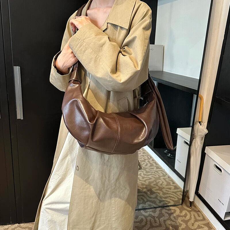 Large Hobo Bags Soft Leather Pleated Crescent Zipper Women's Crossbody Handbags 57_560860fb-acae-417b-b113-3e420e8fb7b5 STYLEINGER
