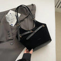 Large Faux Suede Soft Handbags Women's Belt Buckle Style Shoulder Bag Handbags Black 57_58946c8f-8876-48b4-b857-9d3cfc8359e6 STYLEINGER