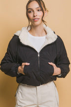 Love Tree Jacket Zip Up Cropped Black Hooded Women Sherpa Fur Lined Reversible 57_59345a4b-d8af-4171-84a6-4e5be084a6c4 Trendsi