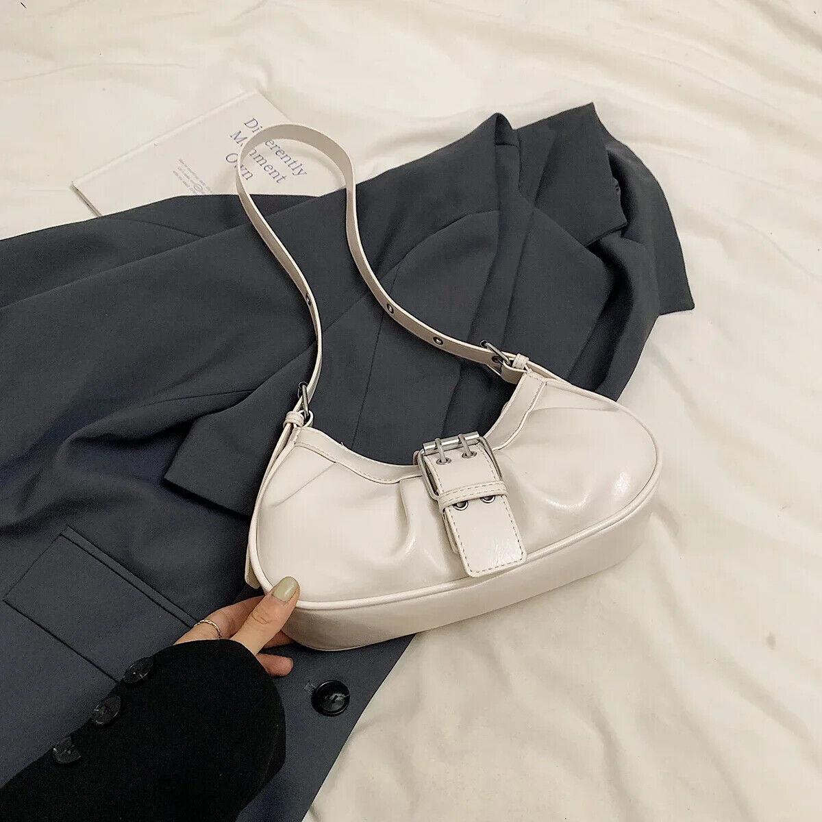 Leather Women Underarm Bag Zipper Belt Buckle Design Pleated Small Purses Beige 57_59840490-602a-4062-a409-7010bcdb8f02 STYLEINGER