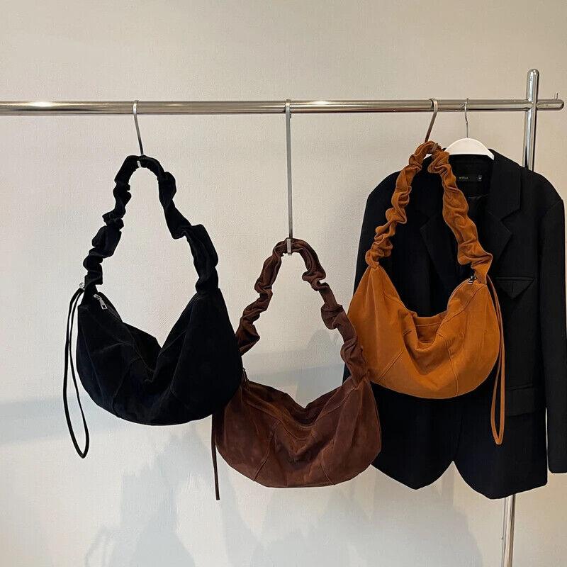 Hobo Bags Nubuck Velvet Leather Women's Large Ruffle Shoulder Strap Zip Handbags 57_59acd84b-d8f4-4893-9447-b1f8a40f62c2 STYLEINGER