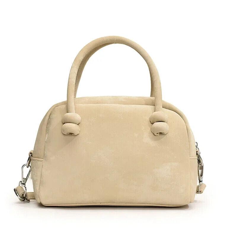 Tote Mini Handbags Suede Leather Zipper Women Double Handles Crossbody Purses