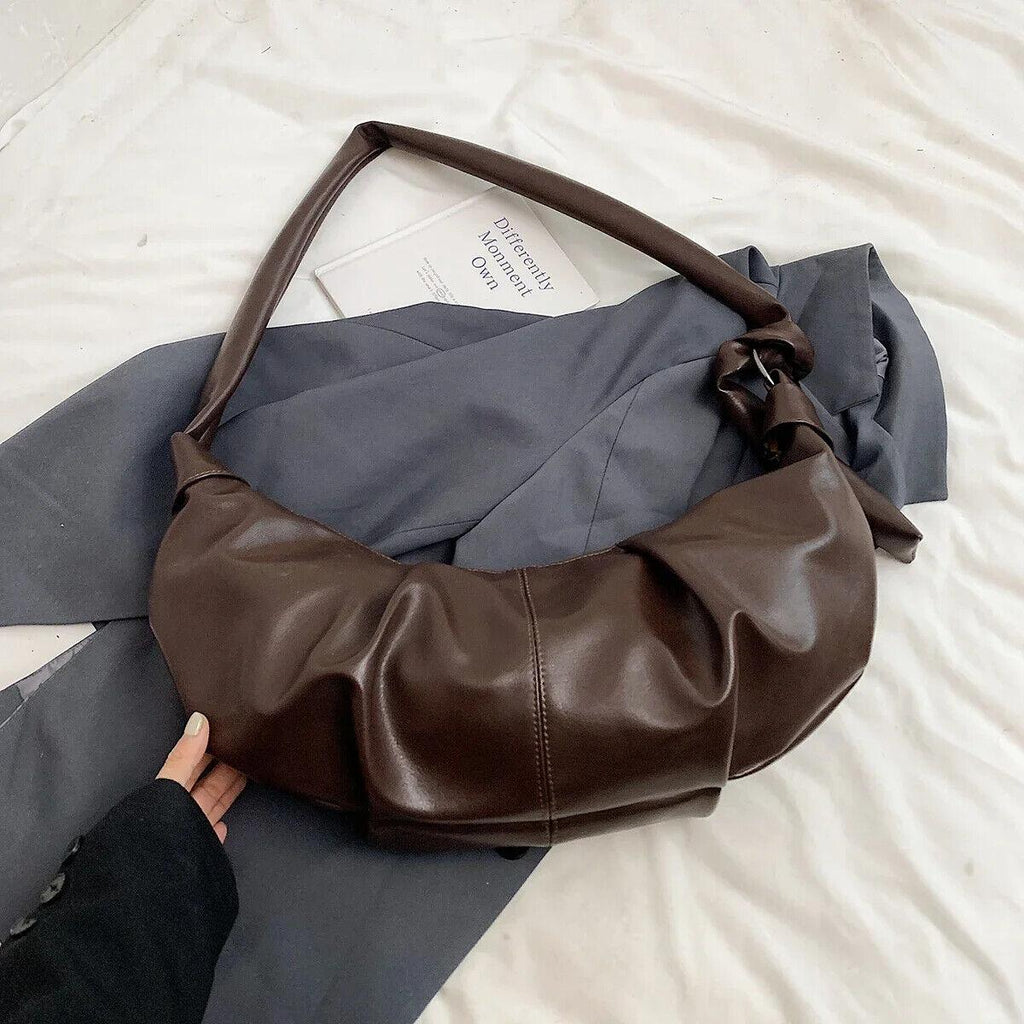 Large Hobo Bags Soft Leather Pleated Crescent Zipper Women's Crossbody Handbags Dark Brown 57_5ca6e0a7-0201-4278-b567-9cb5909f8782 STYLEINGER