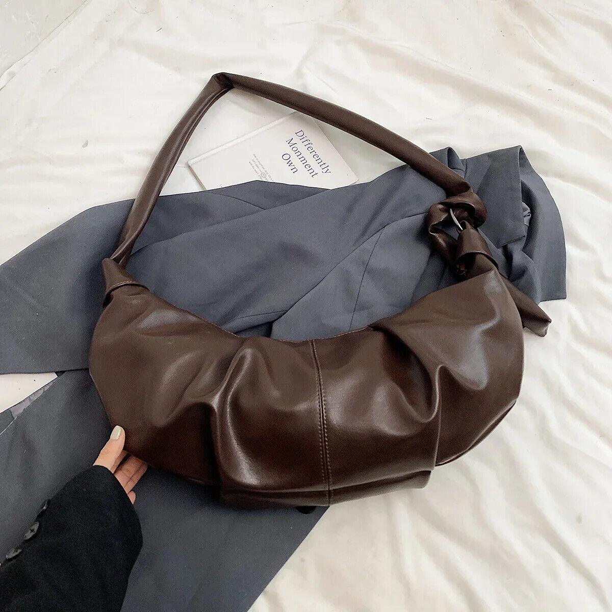 Large Hobo Bags Soft Leather Pleated Crescent Zipper Women's Crossbody Handbags Dark Brown 57_5ca6e0a7-0201-4278-b567-9cb5909f8782 STYLEINGER