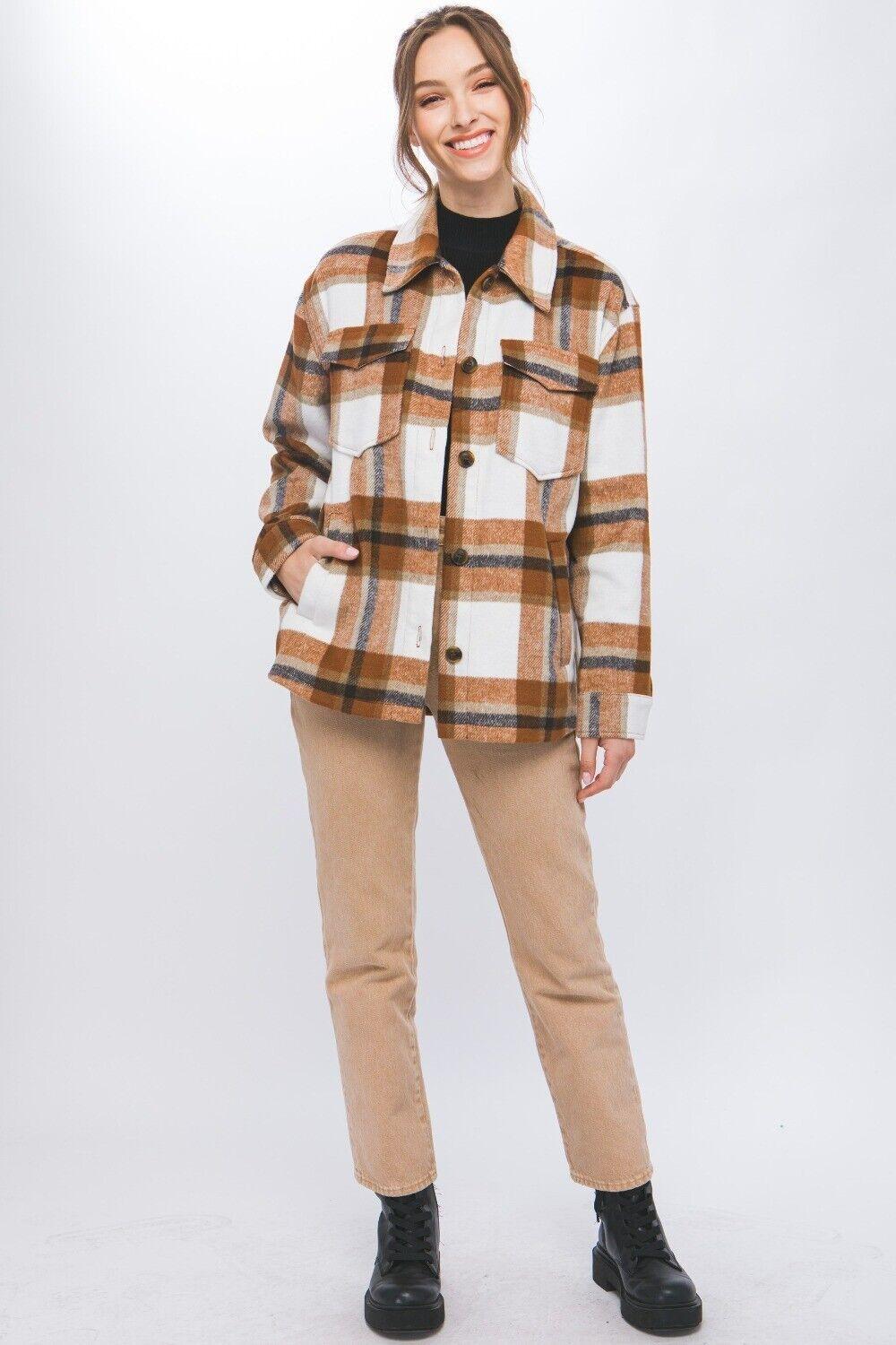 Love Tree Shacket Women Plaid Button Up Long Sleeve Pocketed Jacket Outwear 57_5d01e9c2-3c03-401e-9f33-9f1680c45cec STYLEINGER