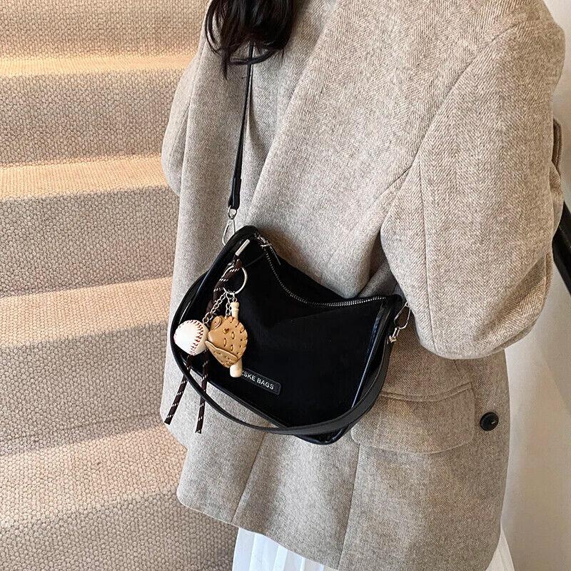 Nubuck Leather Women Crossbody Bags Mini Zipper Tassel Accessories Short Handle