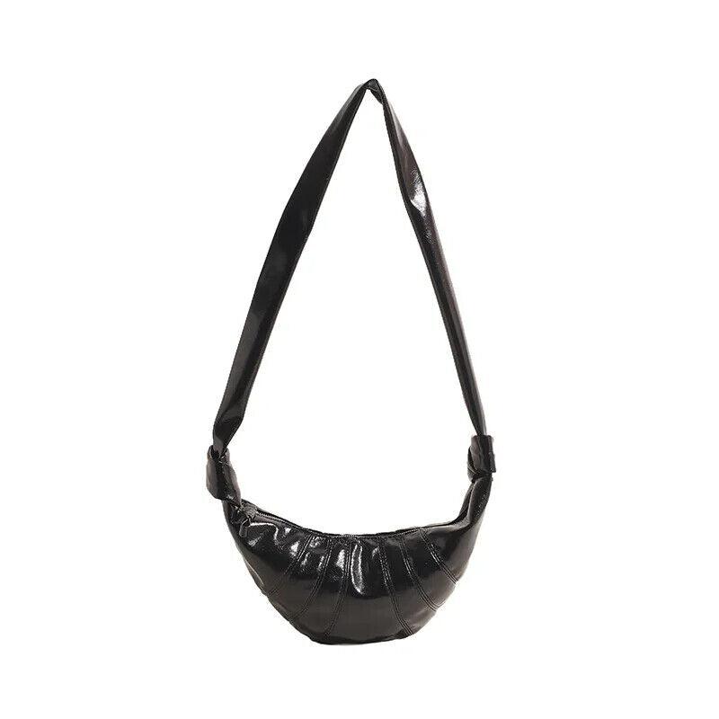 Large Hobo Bags Glazed Soft Leather Crescent Zipper Small Zip Women's Purses Small Black 57_6139916d-758e-43fd-b53e-113bfa45c952 STYLEINGER