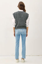 Be Cool Knit Women's Vest Cable Knit V-Neck Dark Gray Sleeveless Sweater 57_6219e9f4-d3c8-4991-b1a1-f99bceefd7b2 Trendsi