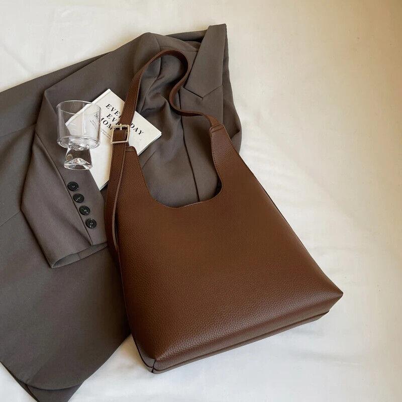 Leather Women Bucket Bags Large 2 in 1 Removable Purse Snap Handbags Purses Dark Brown 57_622b935a-766e-4041-99b3-038bf0969287 STYLEINGER